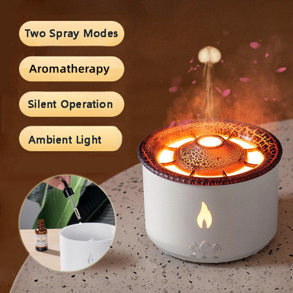 New Creative Ultrasonic Volcano Essential Oil Diffuser & Humidifier – Jellyfish Spray & Flame Aromatherapy Machine