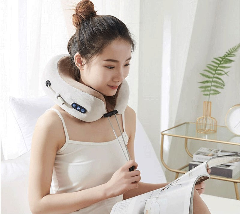 U-Shaped Electric Neck Massager – Portable Cervical, Shoulder & Back Massage Pillow for Relaxation